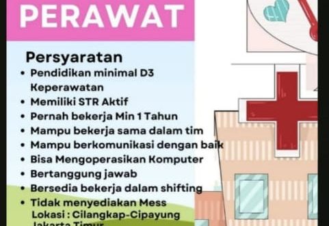Lowongan Kerja Perawat Klinik Area Cilangkap dan Cipayung