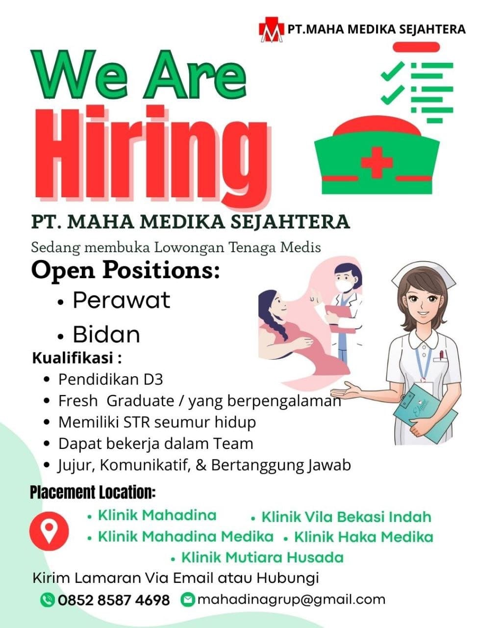 Lowongan Kerja Tenaga Kesehatan Perawat dan Bidan